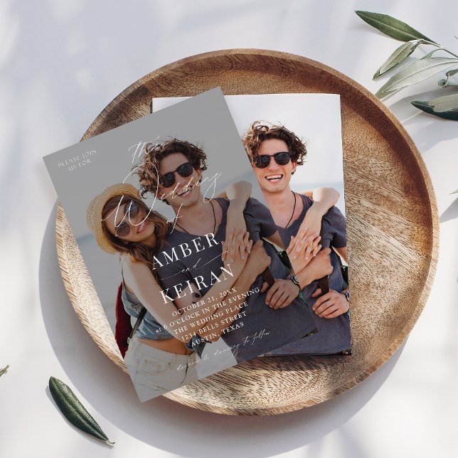 Convite Casamento de Fotografias de Shades Ligeiramente Af (Criador carregado)