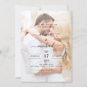 Convite Casamento de Fotografias de Sobreposição Branca e