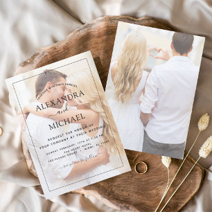 Convite Casamento de Fotografias de Sobreposição Branca e