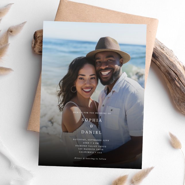 Convite Casamento de Fotografias de Sobreposição Branca e  (Criador carregado)