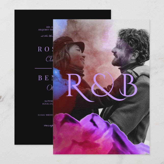 Convite Casamento de Fotografias de Sobreposição das Monta (Frente/Verso)