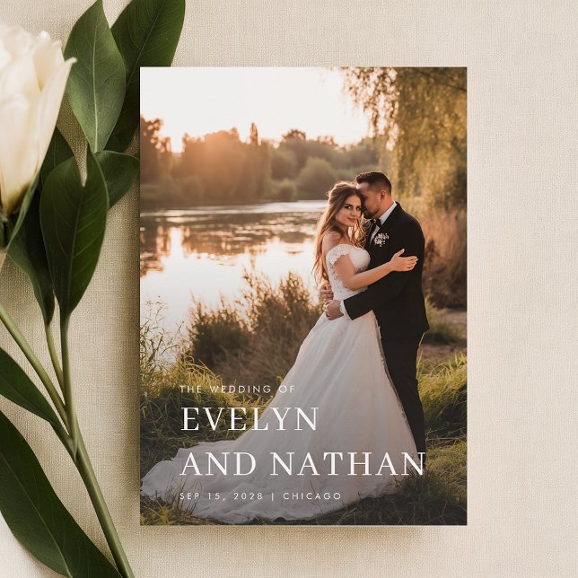 Convite Casamento de Fotografias de Sobreposição Minimalis (Criador carregado)