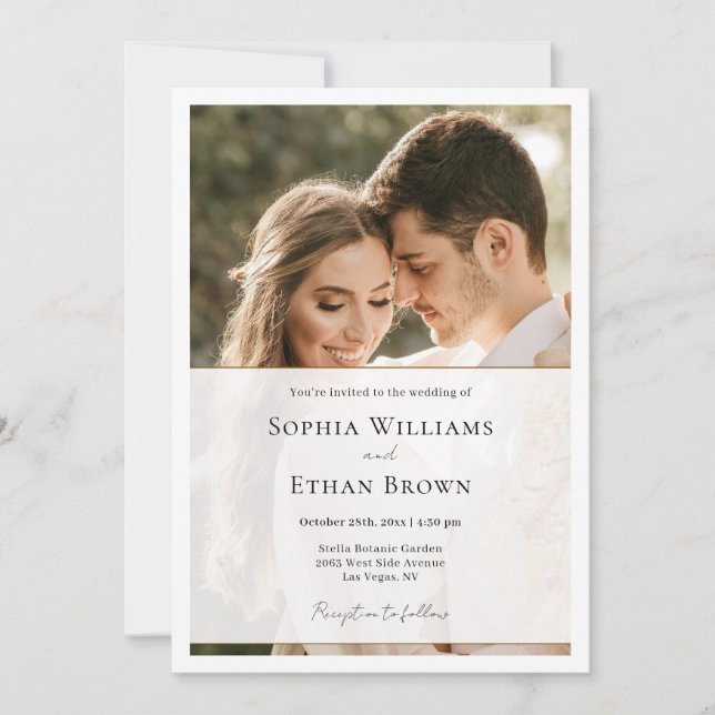 Convite Casamento de Fotografias de Sobreposição Preta e B (Frente)