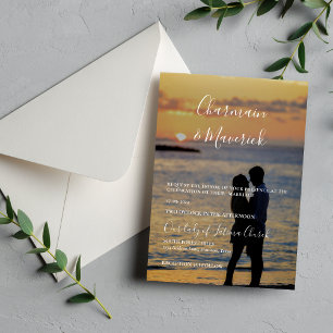Convite Casamento de Fotografias de Sobreposição Romântica