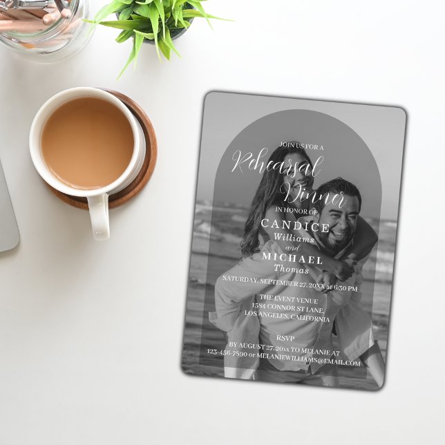 Convite Casamento De Fotografias Do Arco Branco E Preto Mo (Criador carregado)