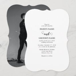 Convite Casamento de Fotografias do Casal de Script Branco