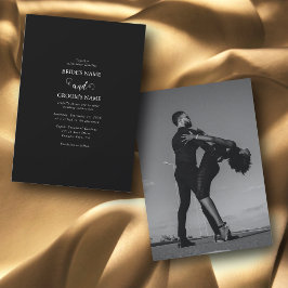 Convite Casamento de Fotografias do Casal de Script Branco