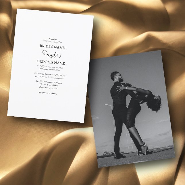 Convite Casamento de Fotografias do Casal de Script Branco (Criador carregado)