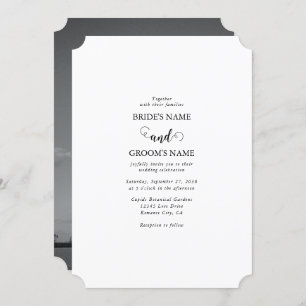 Convite Casamento de Fotografias do Casal de Script Branco