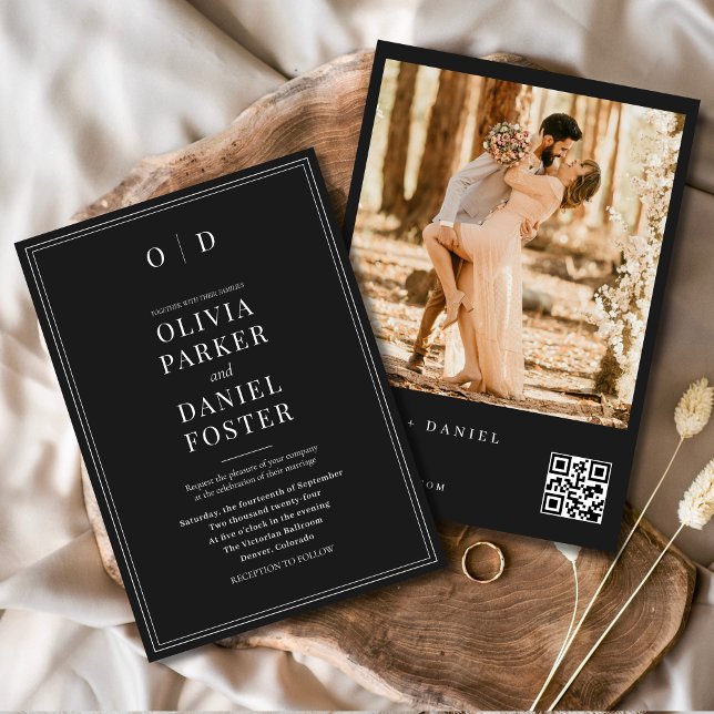Convite Casamento de Fotografias do Código QR Branco Branc (Criador carregado)
