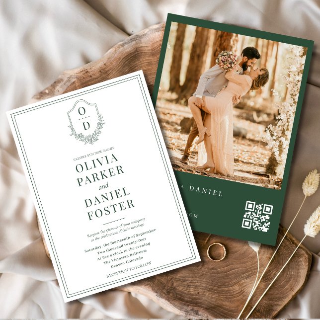 Convite Casamento de Fotografias do Código QR Moderno Emer (Criador carregado)