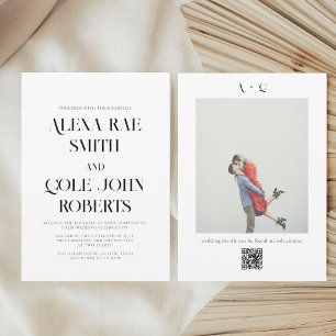 Convite Casamento de Fotografias do Código QR Preto e Bran