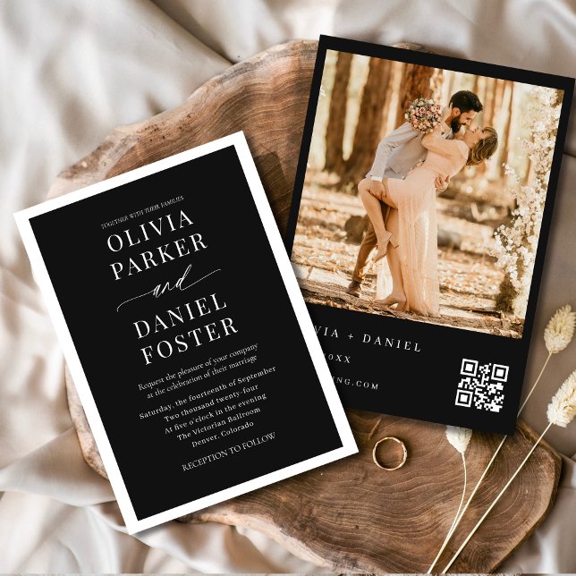 Convite Casamento de Fotografias do Código QR Preto e Bran (Criador carregado)
