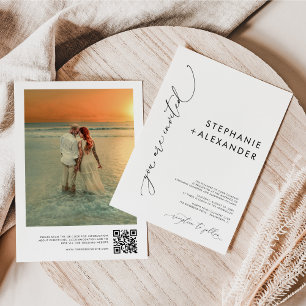 Convite Casamento de Fotografias do Código QR Preto e Bran