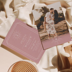 Convite Casamento de Fotografias do Monograma com Meio séc