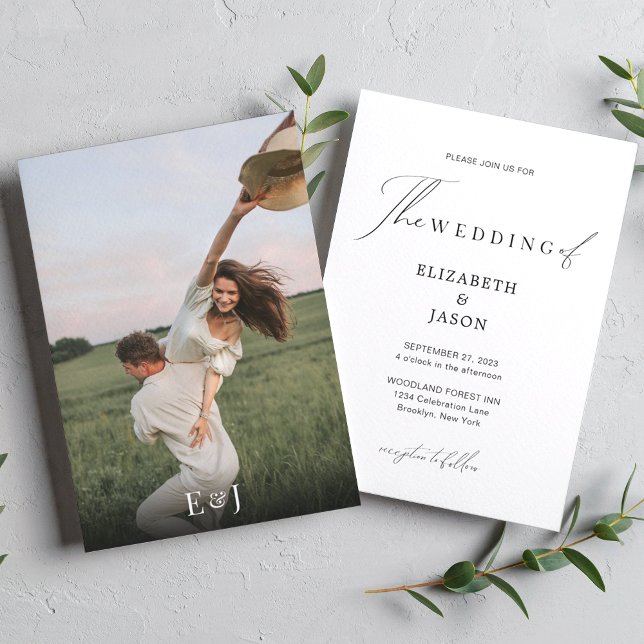 Convite Casamento de Fotografias do Monograma de Script Mo (Criador carregado)