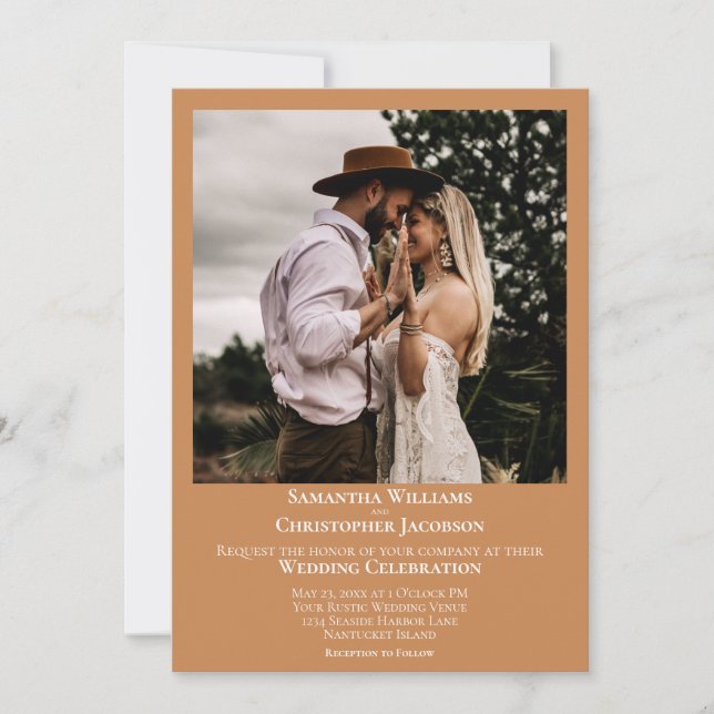 Convite Casamento de Fotografias do Ouro Moderno Minimalis (Frente)