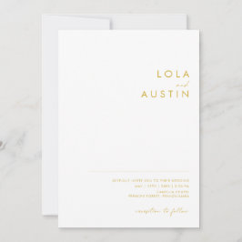 Convite Casamento de Fotografias Douradas Modernas e Minim