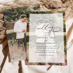 Convite Casamento de Fotografias Dourado Simples de Borda<br><div class="desc">Este elegante Convite de Casamento apresenta um texto de caligrafia de script abrangente,  emparelhado com uma fonte de serifa clássica e sans modernos a preto,  com uma camada de fotos na frente e uma segunda foto no verso com um monograma personalizável. Itens correspondentes disponíveis.</div>