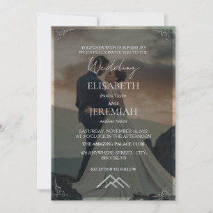 Convite Casamento de Fotografias Elegante Dourado e Preto 