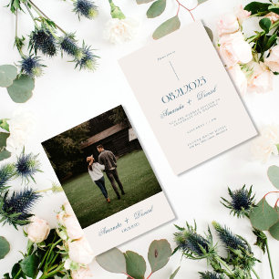 Convite Casamento de Fotografias Elegante Minimalista Beig