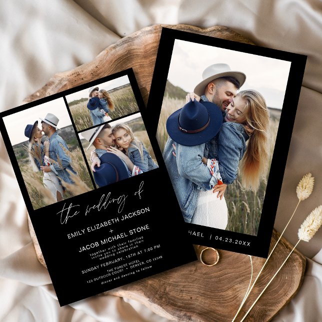 Convite Casamento de Fotografias Elegante Minimalista e Mo (Criador carregado)