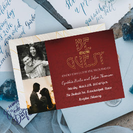 Convite Casamento de Fotografias Elegante Preto Chic e Ver