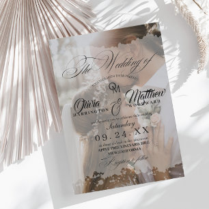 Convite Casamento de Fotografias Elegante Preto e Branco S