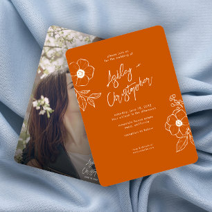 Convite Casamento de Fotografias Floral Botânica Mínima La