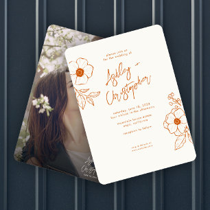 Convite Casamento de Fotografias Floral Botânica Mínima La