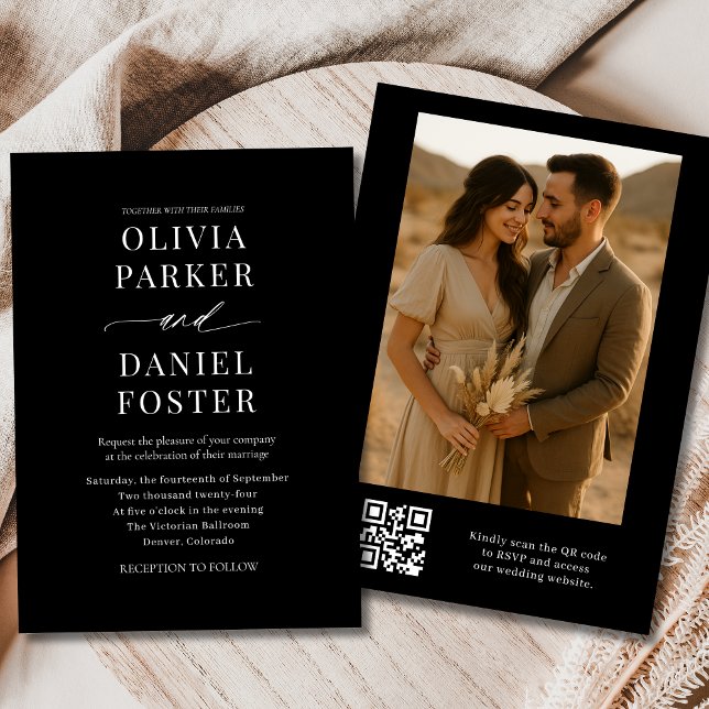 Convite Casamento de Fotografias Legais do Código QR Preto (Criador carregado)