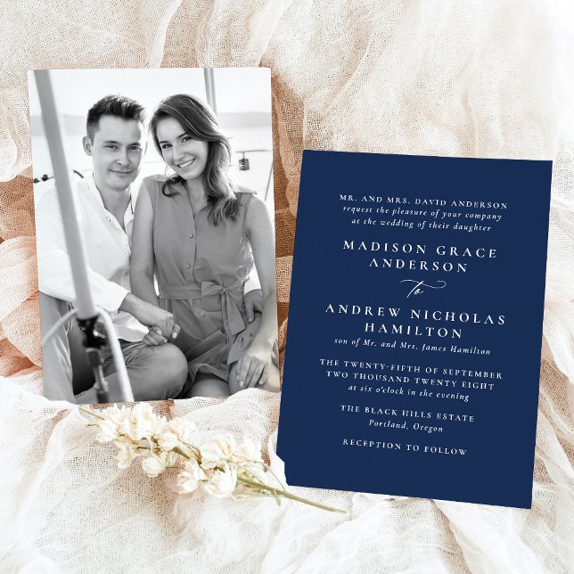 Convite Casamento de Fotografias Mínima Moderna (Criador carregado)