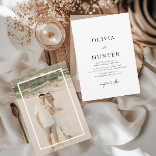 Convite Casamento de Fotografias Minimalista, Branco e Pre