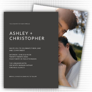 Convite Casamento de Fotografias Minimalista de Chalé Escu