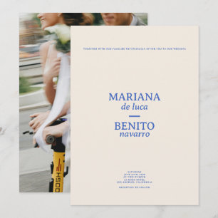 Convite Casamento de Fotografias Minimalista e Creme Moder