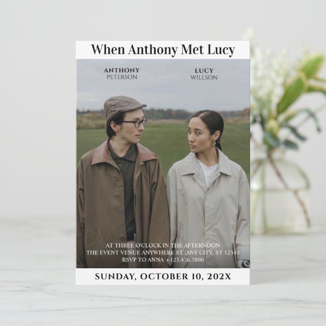 Convite Casamento de Fotografias Minimalista Único (Em pé/Frente)