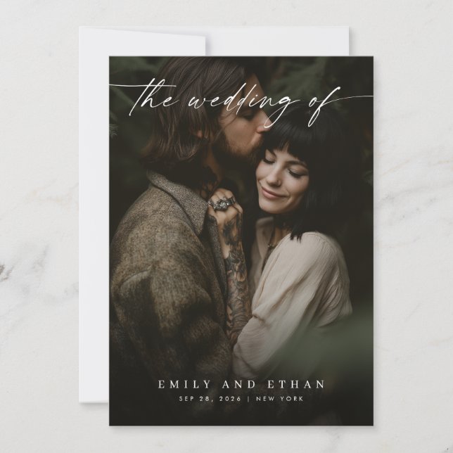 Convite Casamento de Fotografias Mínimas de Código QR Mode (Frente)