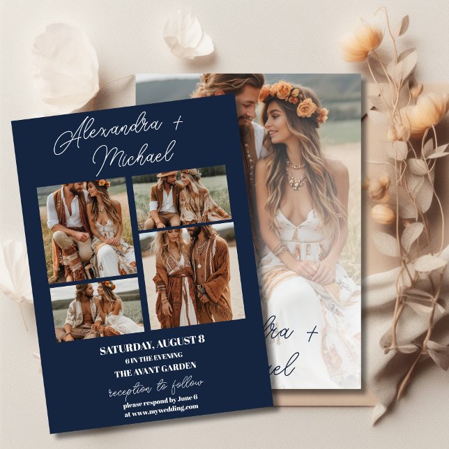 Convite Casamento de Fotografias Mínimas de Sobreposição m (Criador carregado)