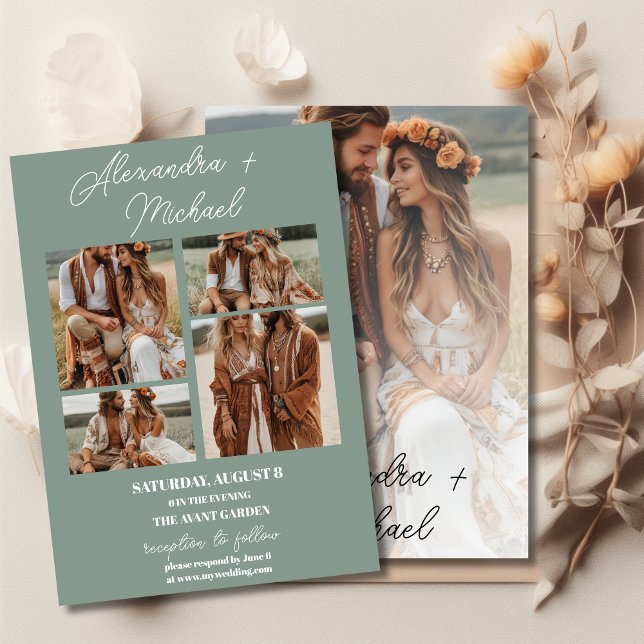 Convite Casamento de Fotografias Mínimas de Sobreposição V (Criador carregado)