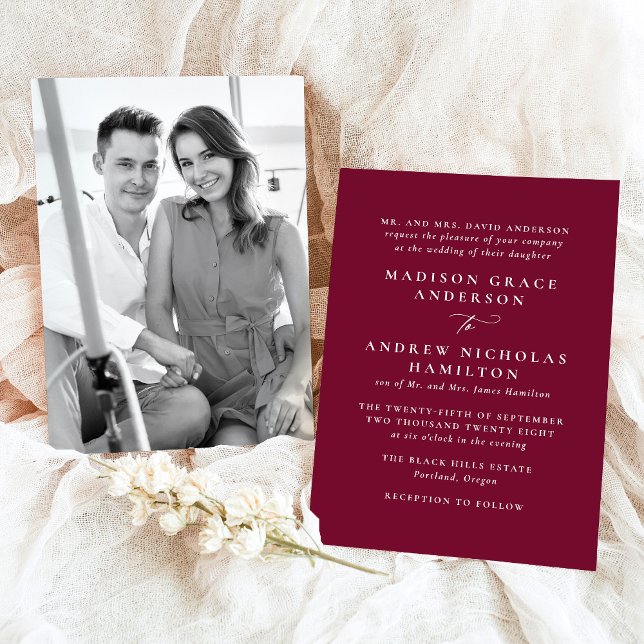 Convite Casamento de Fotografias Mínimas Modernas (Criador carregado)