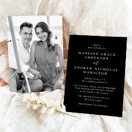 Convite Casamento de Fotografias Mínimas Modernas a Preto