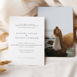 Convite Casamento de Fotografias Mínimo Clássico Preto e B