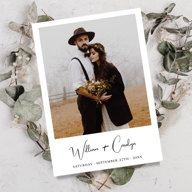 Convite Casamento de Fotografias Mínimo Elegante Simples (Criador carregado)