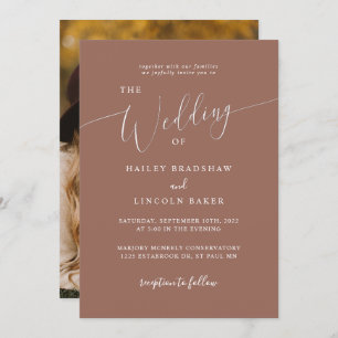 Convite Casamento de Fotografias Mínimo Terracotta