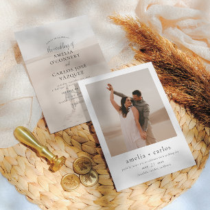 Convite Casamento de Fotografias Modernas com Tipografia S