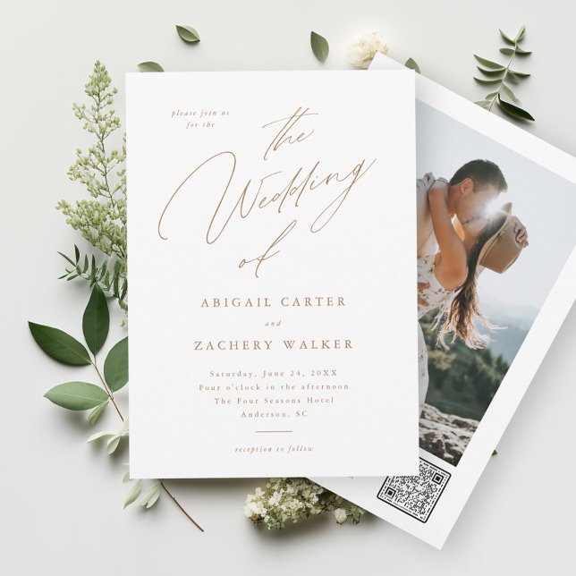 Convite Casamento de Fotografias Modernas de Script Elegan (Criador carregado)
