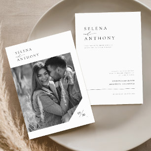 Convite Casamento de Fotografias Modernas Elegante Preto e