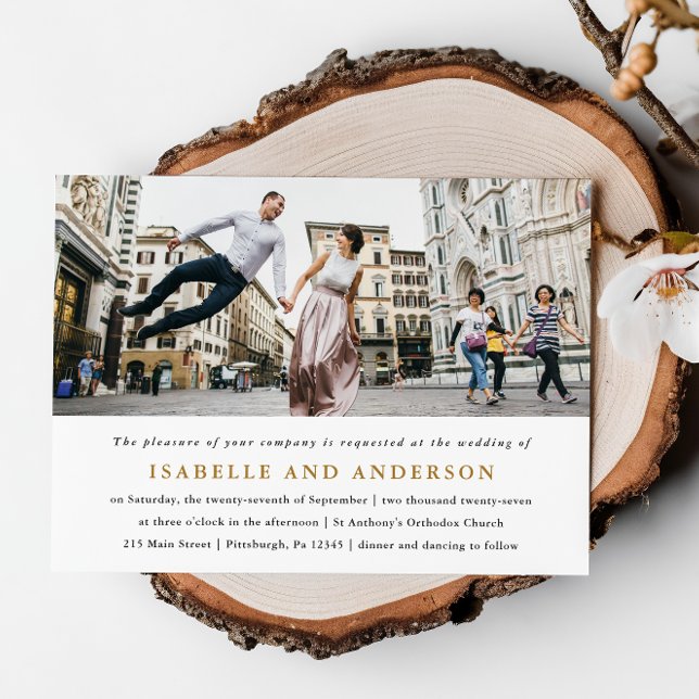 Convite Casamento de Fotografias Modernas em Preto e Branc (Criador carregado)