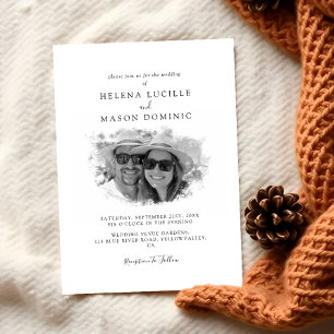 Convite Casamento De Fotografias Modernas Pretas E Brancas