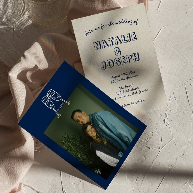 Convite Casamento de Fotografias Modernas Simples Retro Es (Criador carregado)